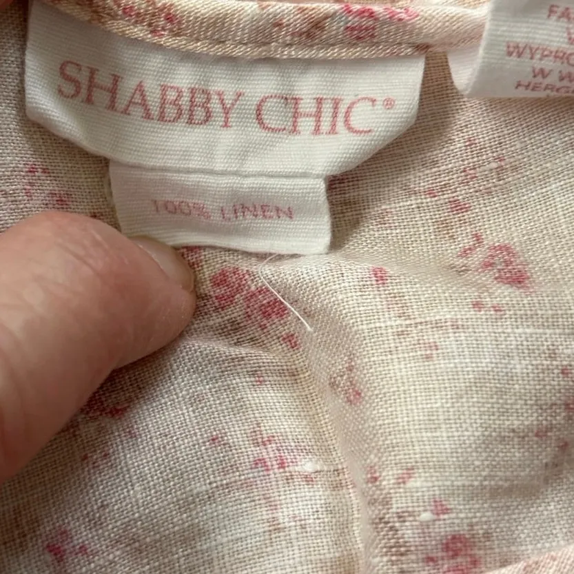 Shabby Chic Size XS Sleeveless Top Shirt Tank 100% Linen Floral Tiered Pink - Image 3