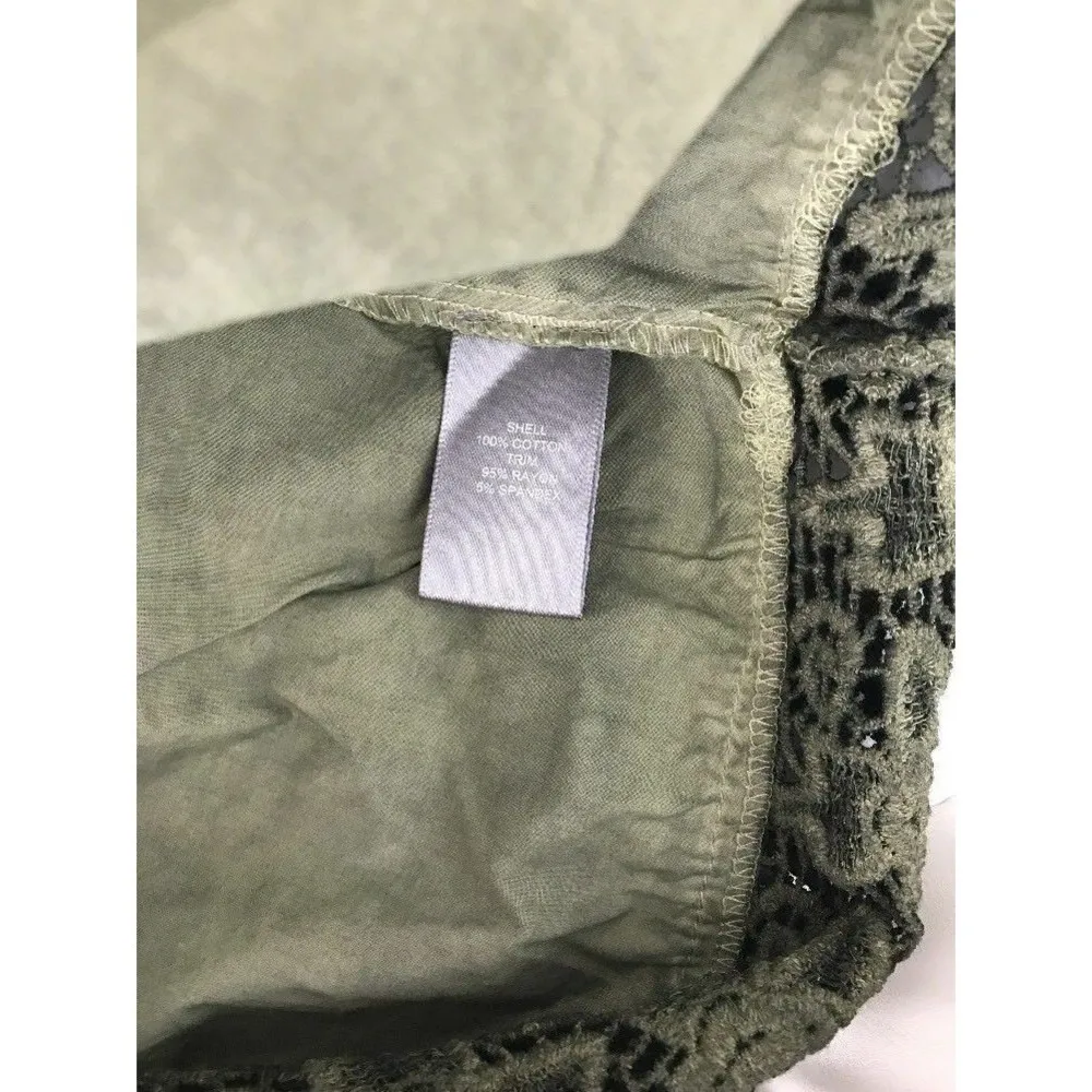 Marled Women's Cold Shoulder Sequined Crochet Hem Moss Green Medium Blouse - Image 9