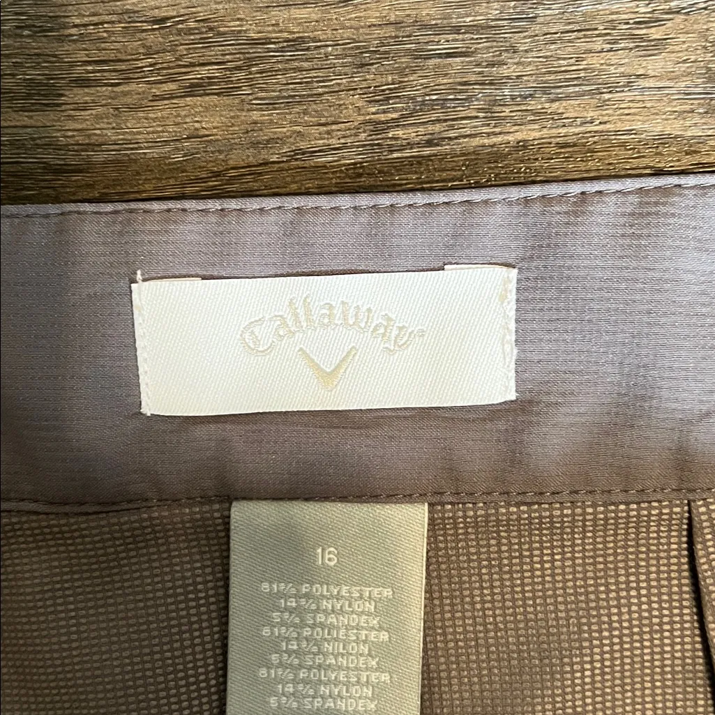 Callaway Women's Golf Shorts Gray Flat Front Polyester Slit Leg Size 16 - Image 4