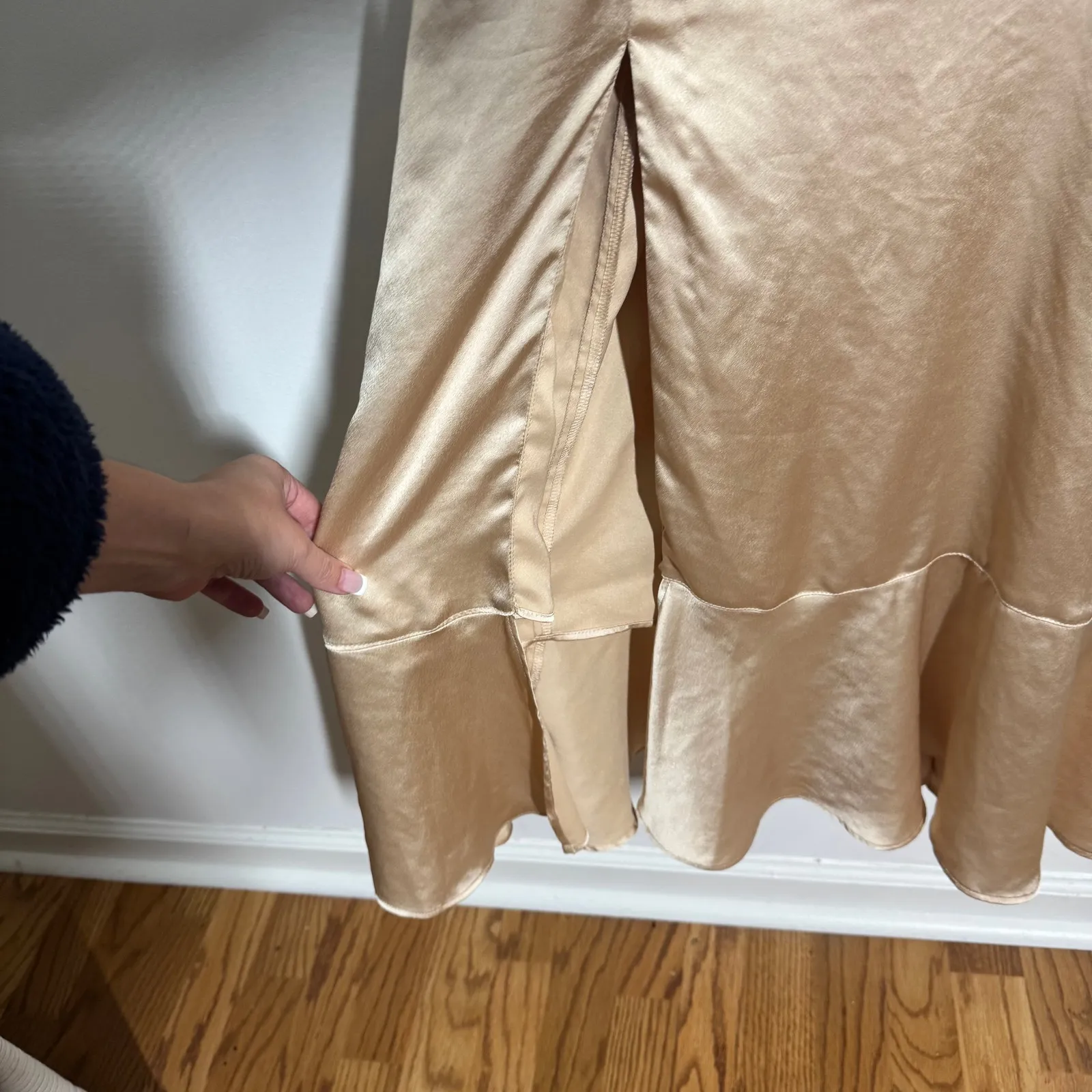 Show Me Your Mumu Claire Midi Bridesmaid Dress Gold Champaign Wedding Formal - Image 5