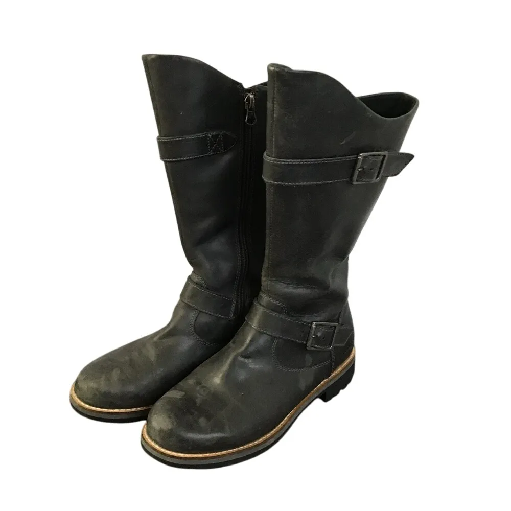 Patagonia‎ Tin Shed Rider Leather Moto Engineer Boots Gray Vibram Women's 6.5 - Image 2