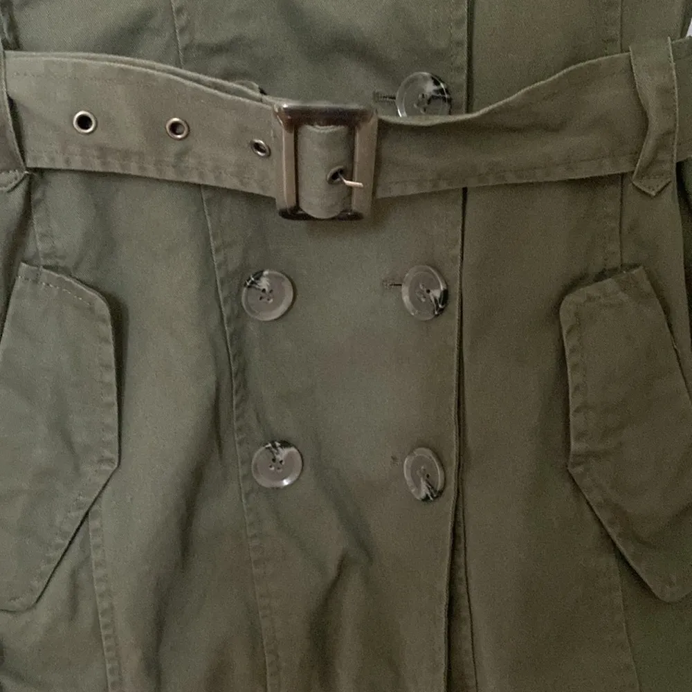 Kenneth Cole Reaction Olive Green Belted Jacket Large - Image 3