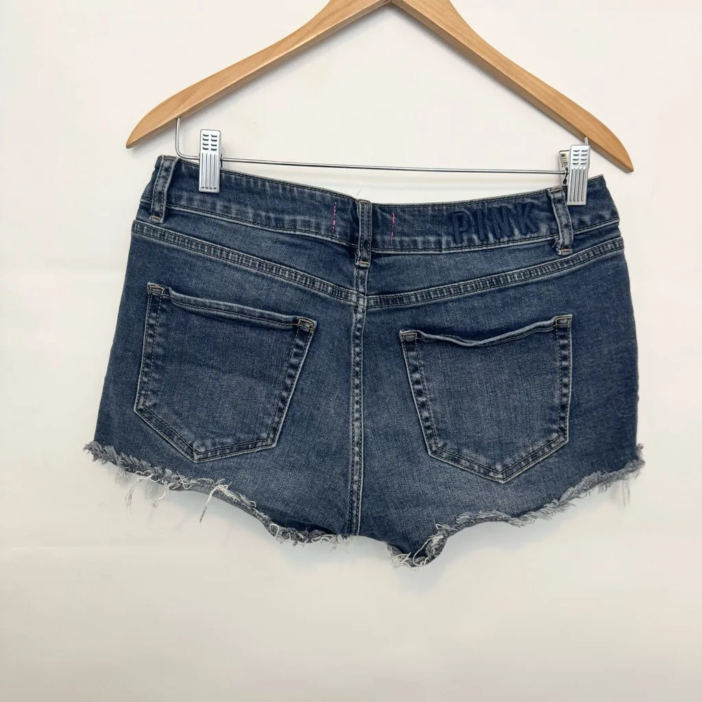 Victoria's Secret PINK women’s cut off raw hem Jean Shorts Blue Size 8 - Image 3