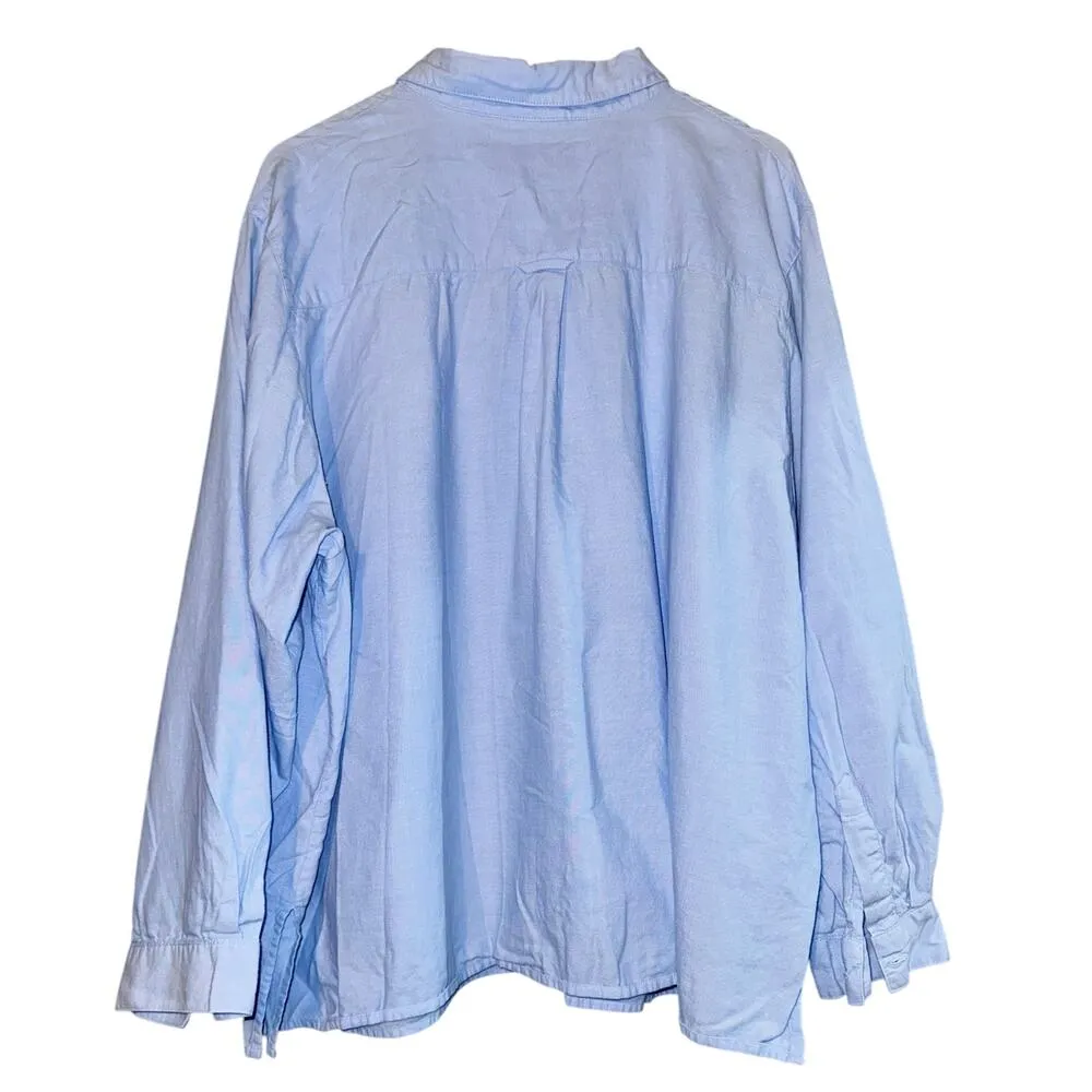 Vtg CST Sport Womens 30W Button Up Shirt Embroidered Snowflakes Winter Christmas Blue - Image 10