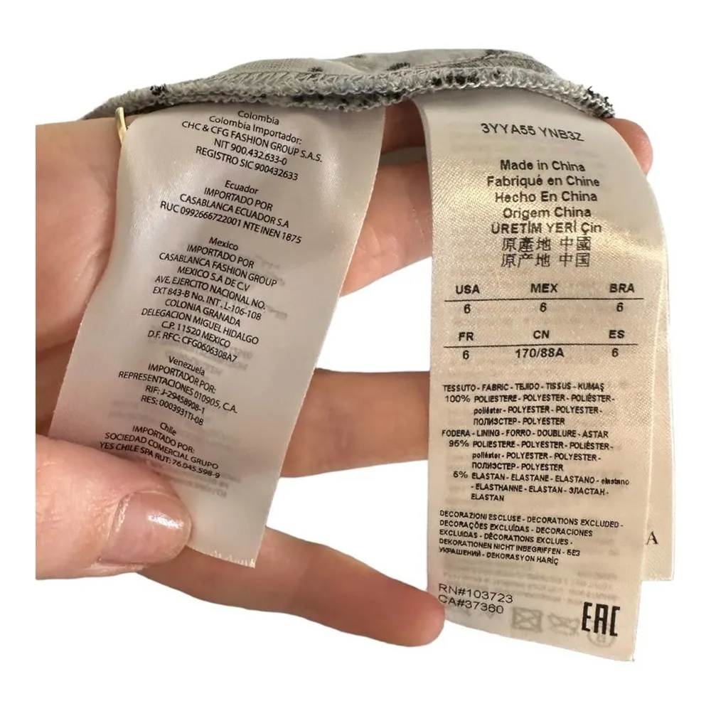 Armani Exchange Sleeveless Blue/ Gray Floral Printed Dress Size 6 - Image 9