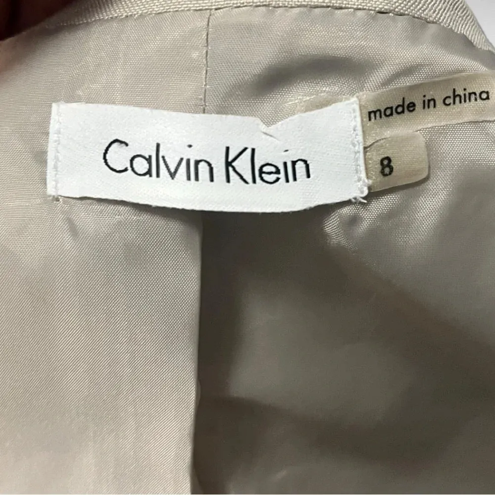 CALVIN KLEIN Women's Khaki Cap Sleeve Belted Dress‎ Size 8 | EUC - Image 2