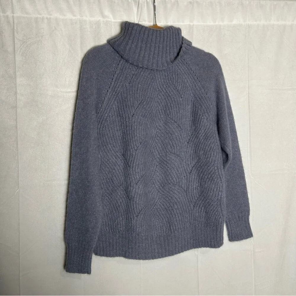 Rebecca Taylor Light Lilac Purple Mohair Alpaca Blend Textured Cowl Neck Sweater - Image 2