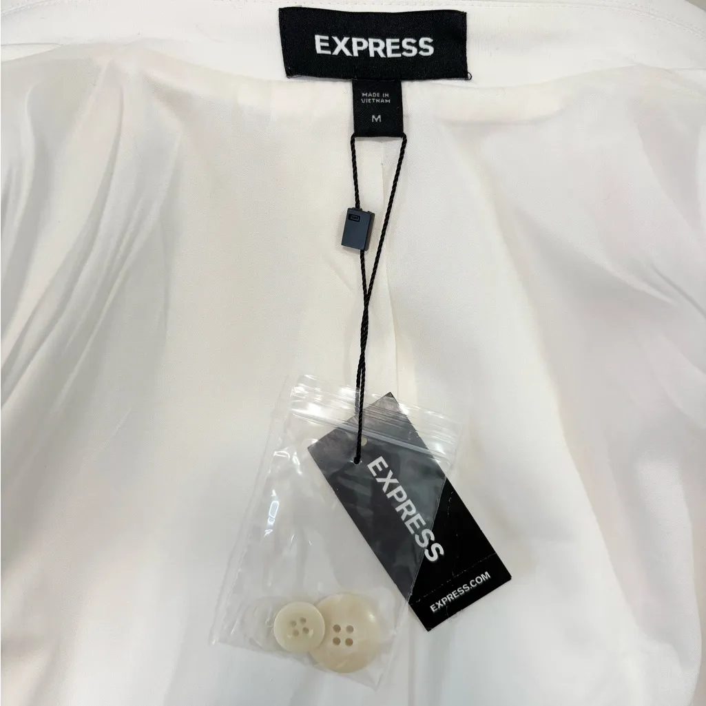 Express Ivory Scalloped Double-Breasted Blazer Suit Jacket Tailored Preppy NWT - Image 9