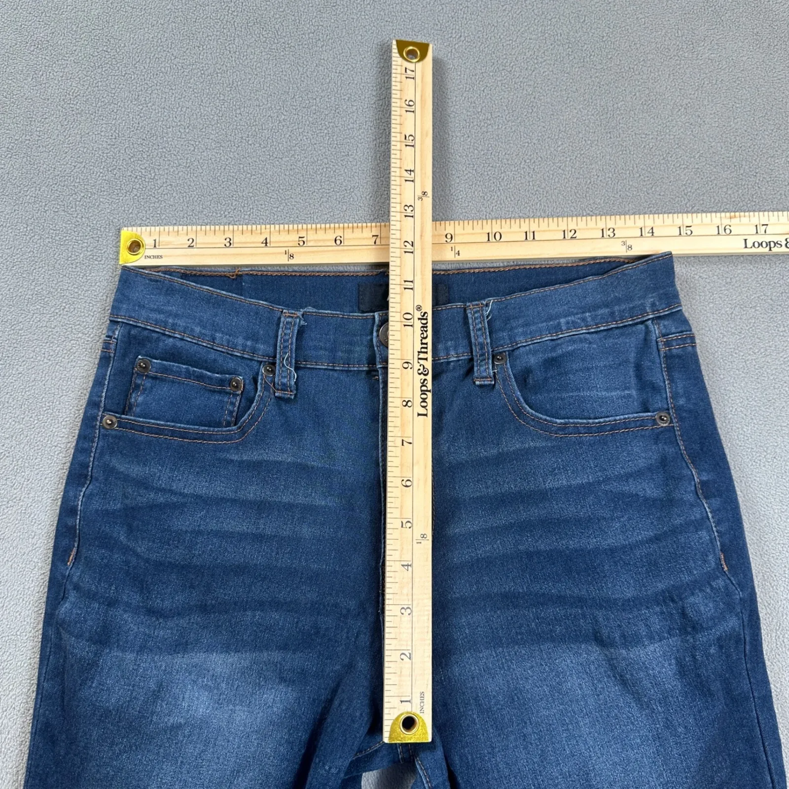 AERO Jeans Womens 10 Reg High Rise Skinny Dark Wash Faded Stretch Slim Denim Blue - Image 3