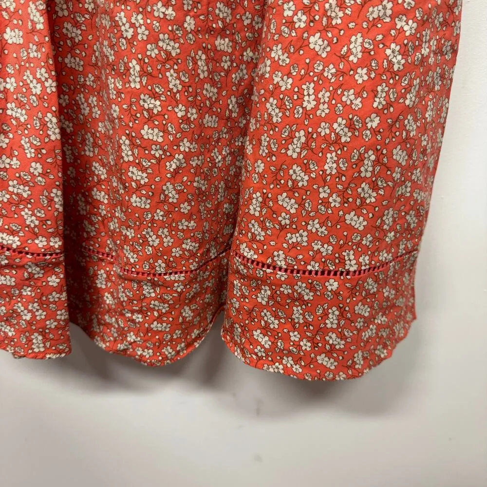 Juicy Couture Womens Orange White Micro Print Silk Fit Flare Skater Dress 2/XS - Image 5