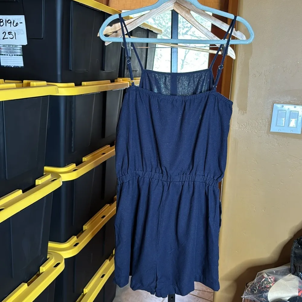 CiSono Navy Blue Linen Blend Romper Shorts Size 6 (Junior Medium) - Image 7