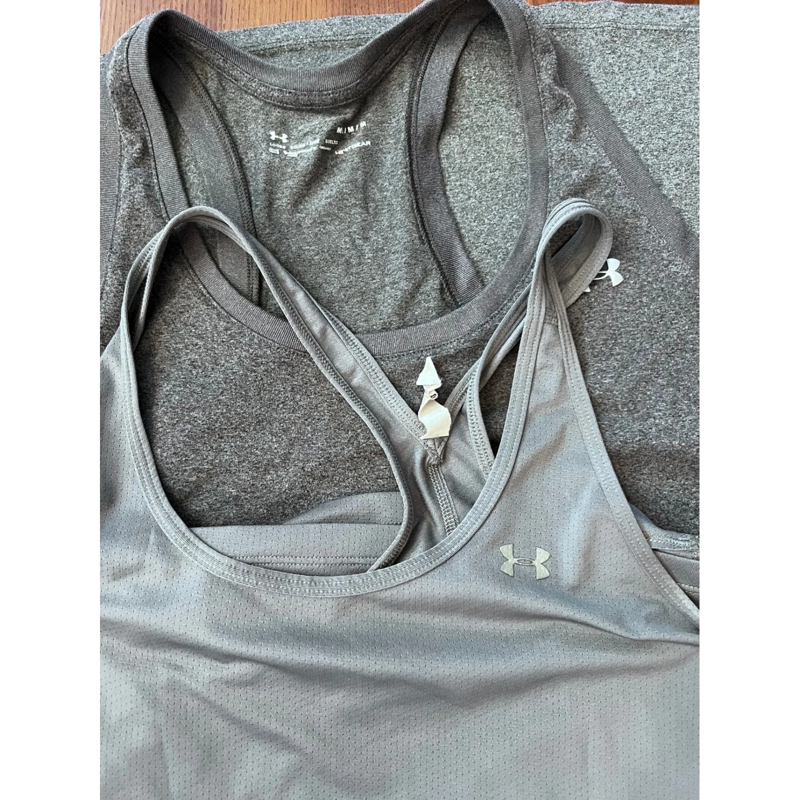 Under Armour Tank Top Lot of‎ Two Athletic Racerback Workout Gray Medium - Image 2
