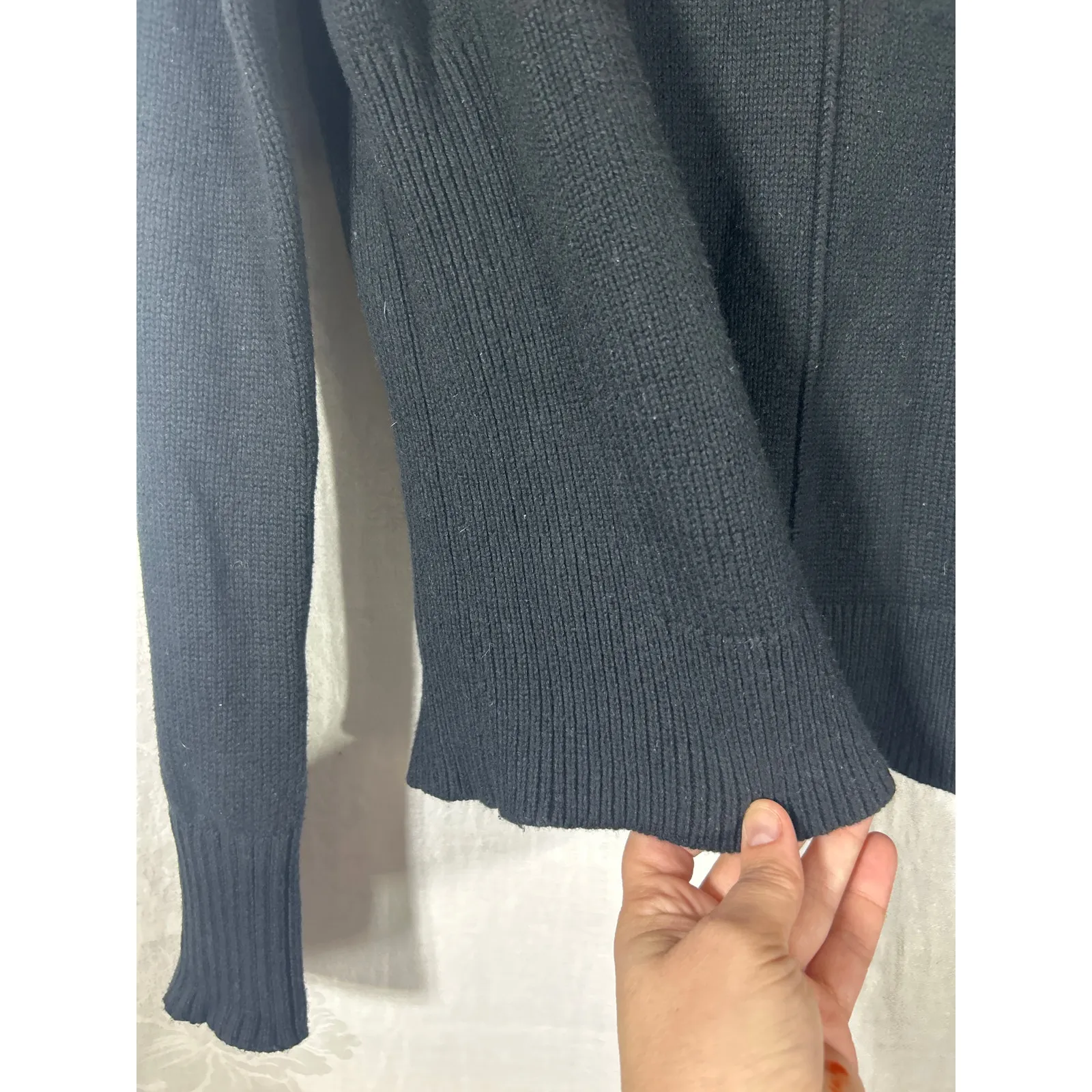 Nordstrom Turtleneck Sweater Small Black Ribbed Organic Cotton Merino Wool - Image 3