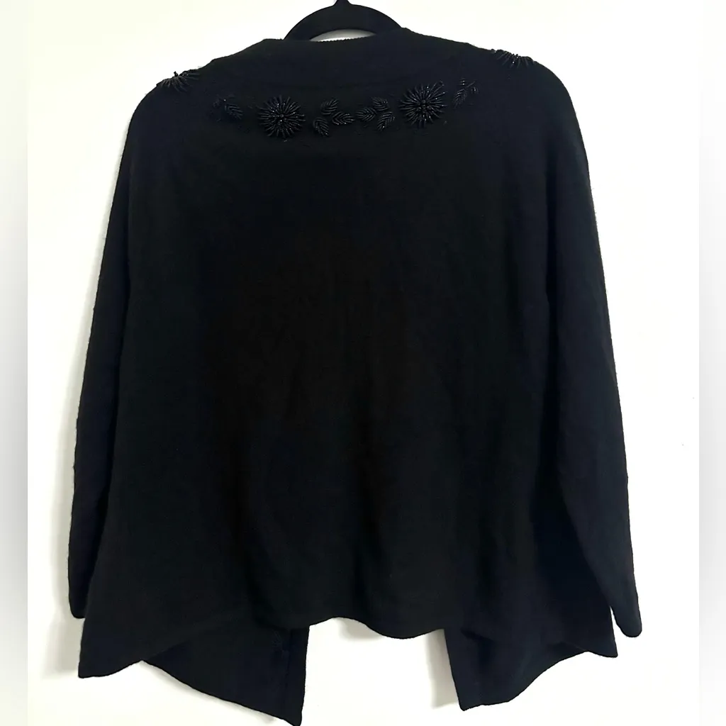 Talbots Black Beaded Lambswool Angora Wool Cardigan Small - Image 2
