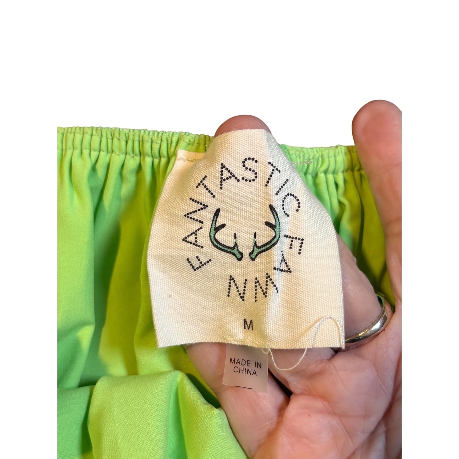 Fantastic Fawn Disco Cowgirl Mini Dress Green Sequin Puff Sleeve Size Medium - Image 7