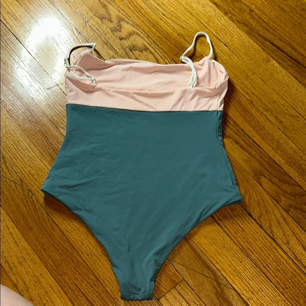 Tavik Cream and Blue One Piece Swimwear with High - Image 6