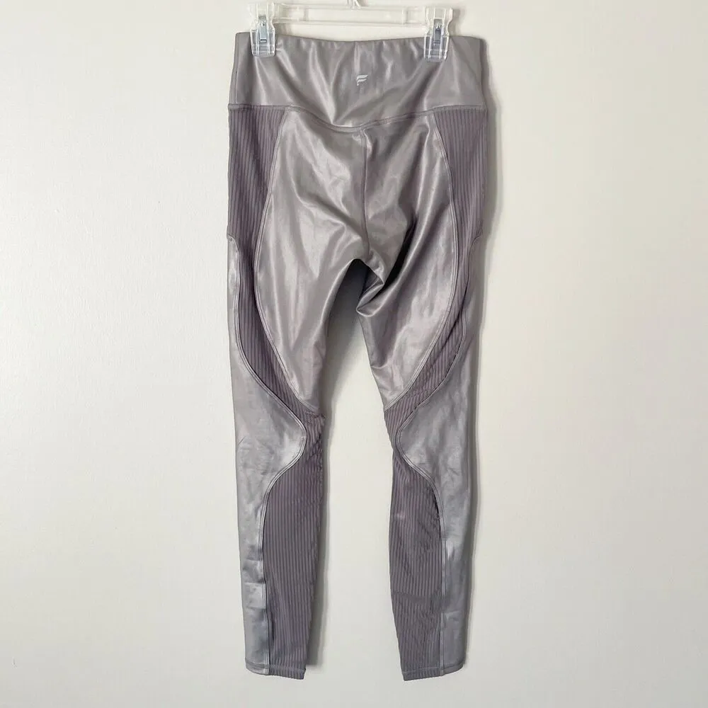 Fabletics Size S Gunmetal Shine Sheen Motion365 Contour Leggings High Rise NEW - Image 3