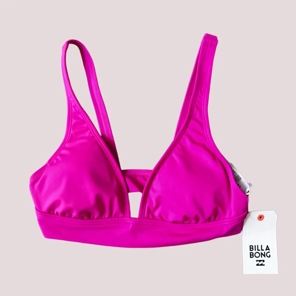 Billabong NWT  Hot Pink Aloha Banded Tri Bikini Top - M - Image 5