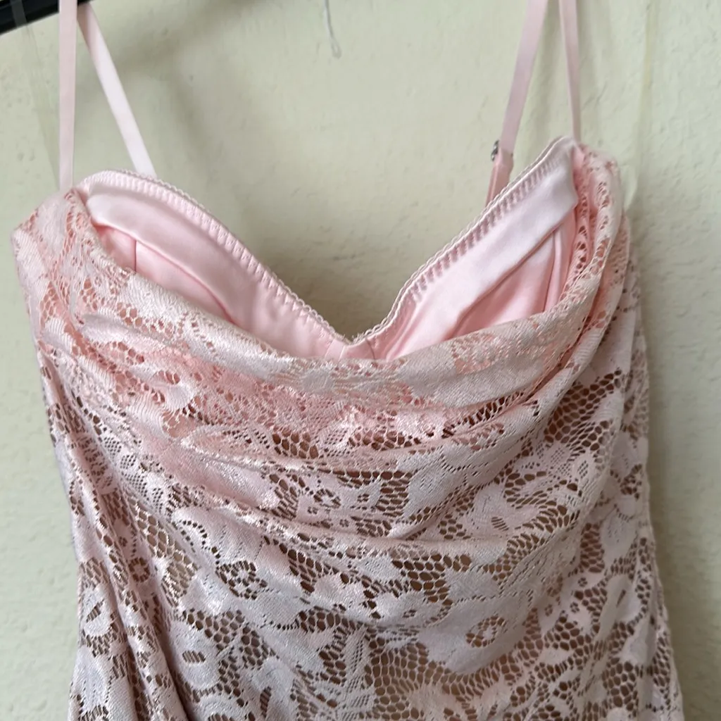 HOUSE OF CB S D-DD ‎  'Azzurra' Rose Pink Lace Godet Gown NWOT size S - Image 12