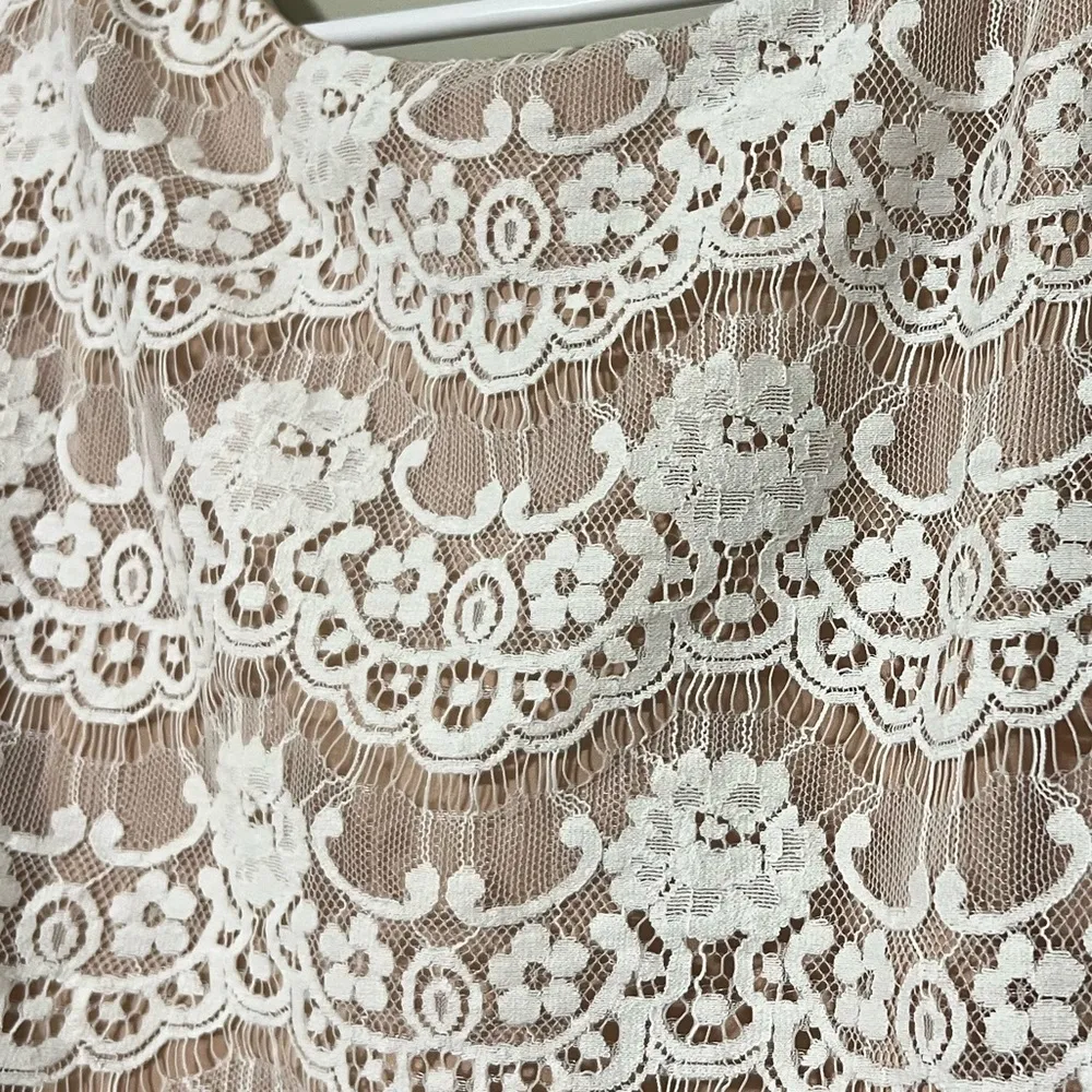 Jessica Simpson size 14 layered lace tiered dress black cream sleeveless formal - Image 2