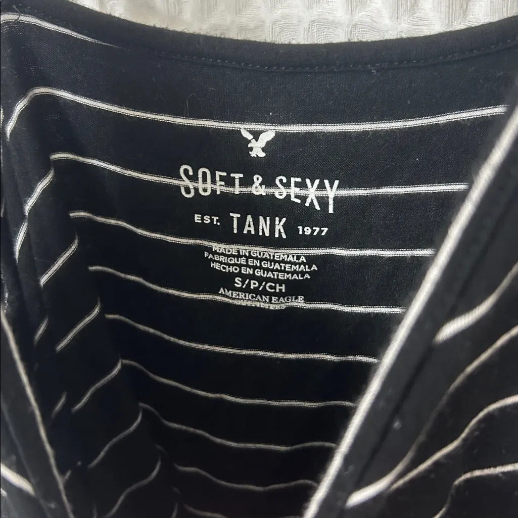 American Eagle Soft & Sexy Black and White Stripe Tank Small - Image 2
