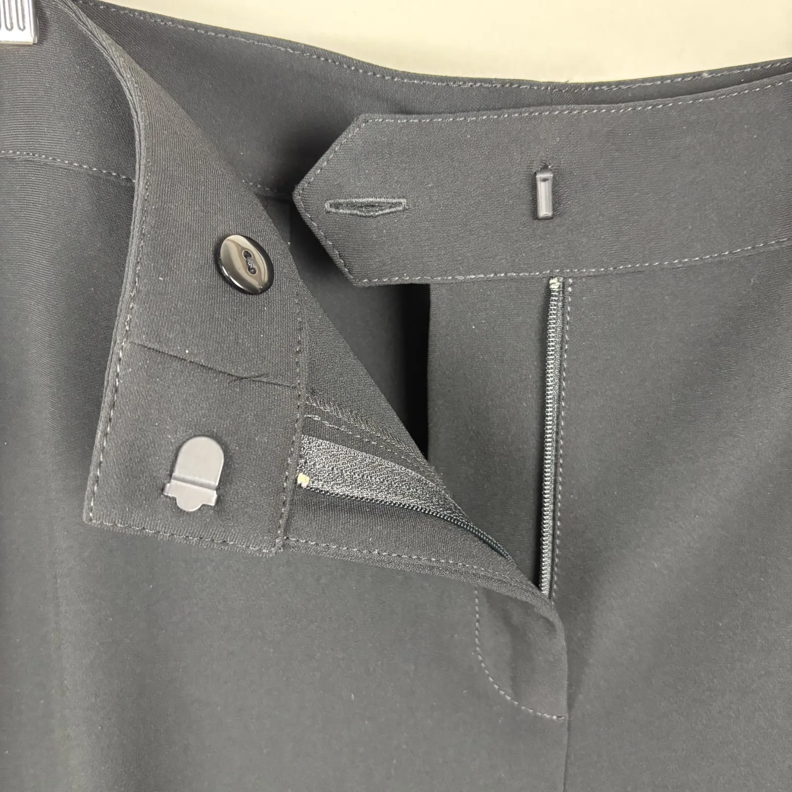 St John Caviar Emma Dress Pants Womens 12 Black Straight Leg Trousers Preppy‎ - Image 3