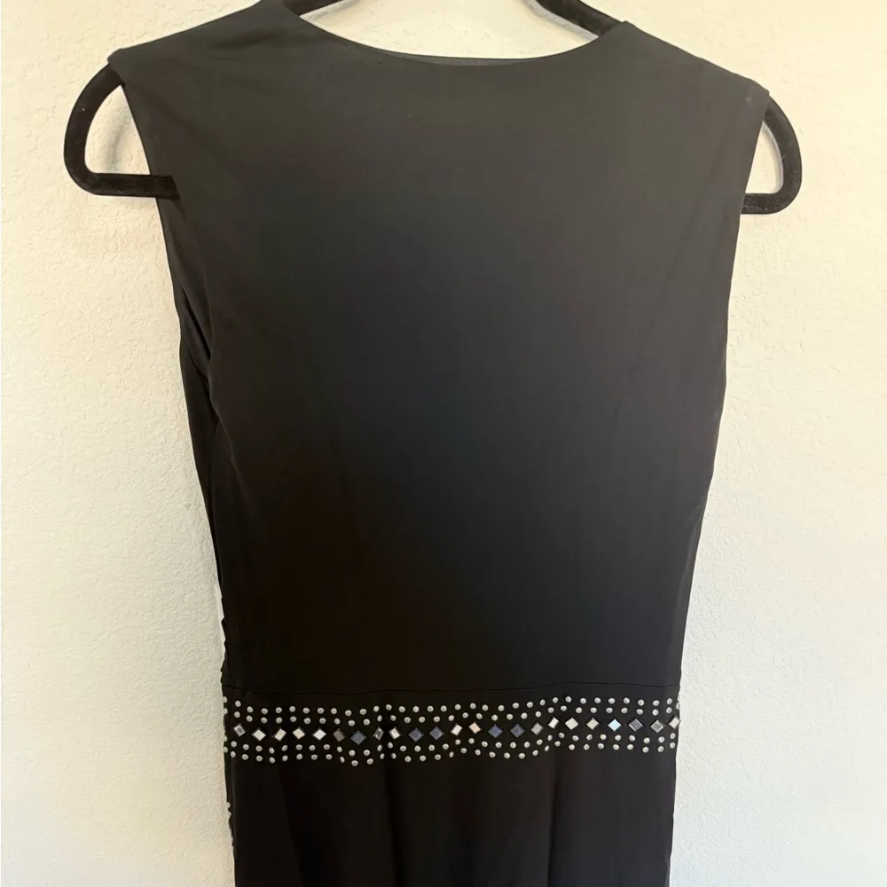 Tory Burch Asymmetrical Black Mirror Embellished Dress Studded Sleeveless Small - Image 7