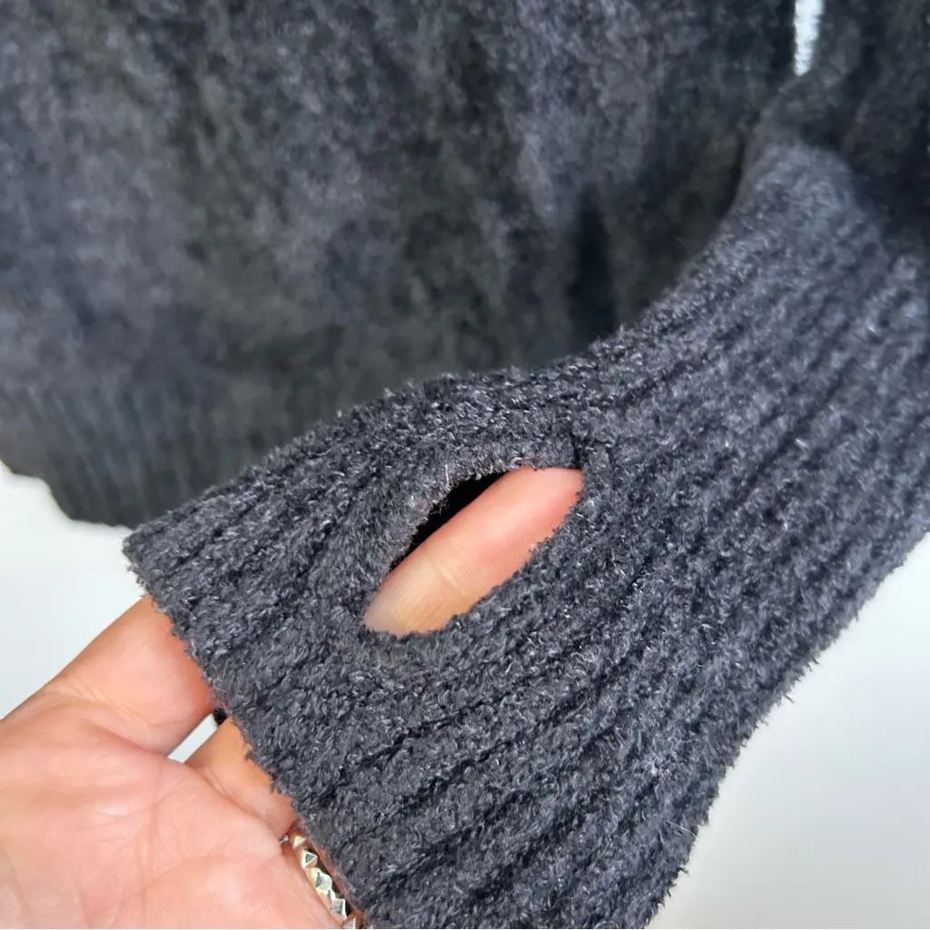 Athleta Cuddle Up Long Sleeve Black Cowl Neck Chenile Sweater Size Medium - Image 10