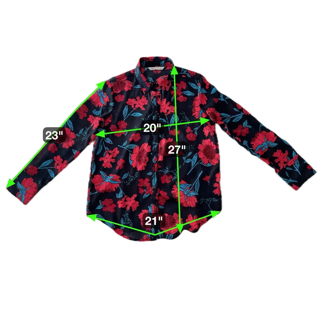 Zara Z1975 Semi-Sheer Maximalist Black Red Blue Bold Floral Blouse Size M - Image 14