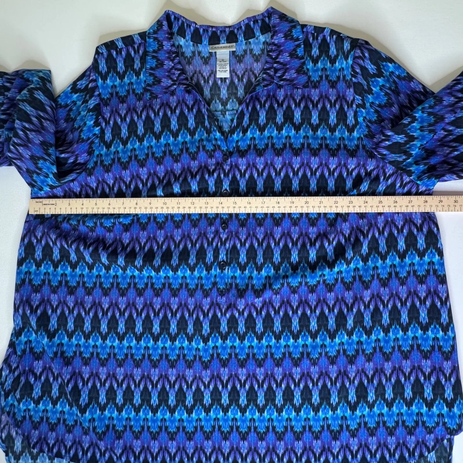 Catherines Ikat Popover Tunic Top Size 3X Lightweight Stretch Boho Comfy Office - Image 8