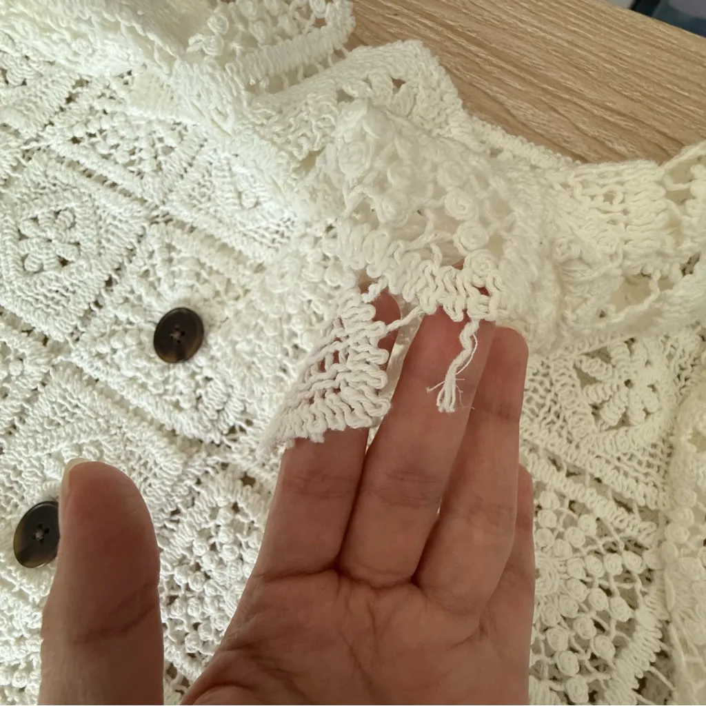 Rebecca Taylor XL Crochet Lace Jacket Cardigan Ivory Preppy Boho Elegant Bridal - Image 9