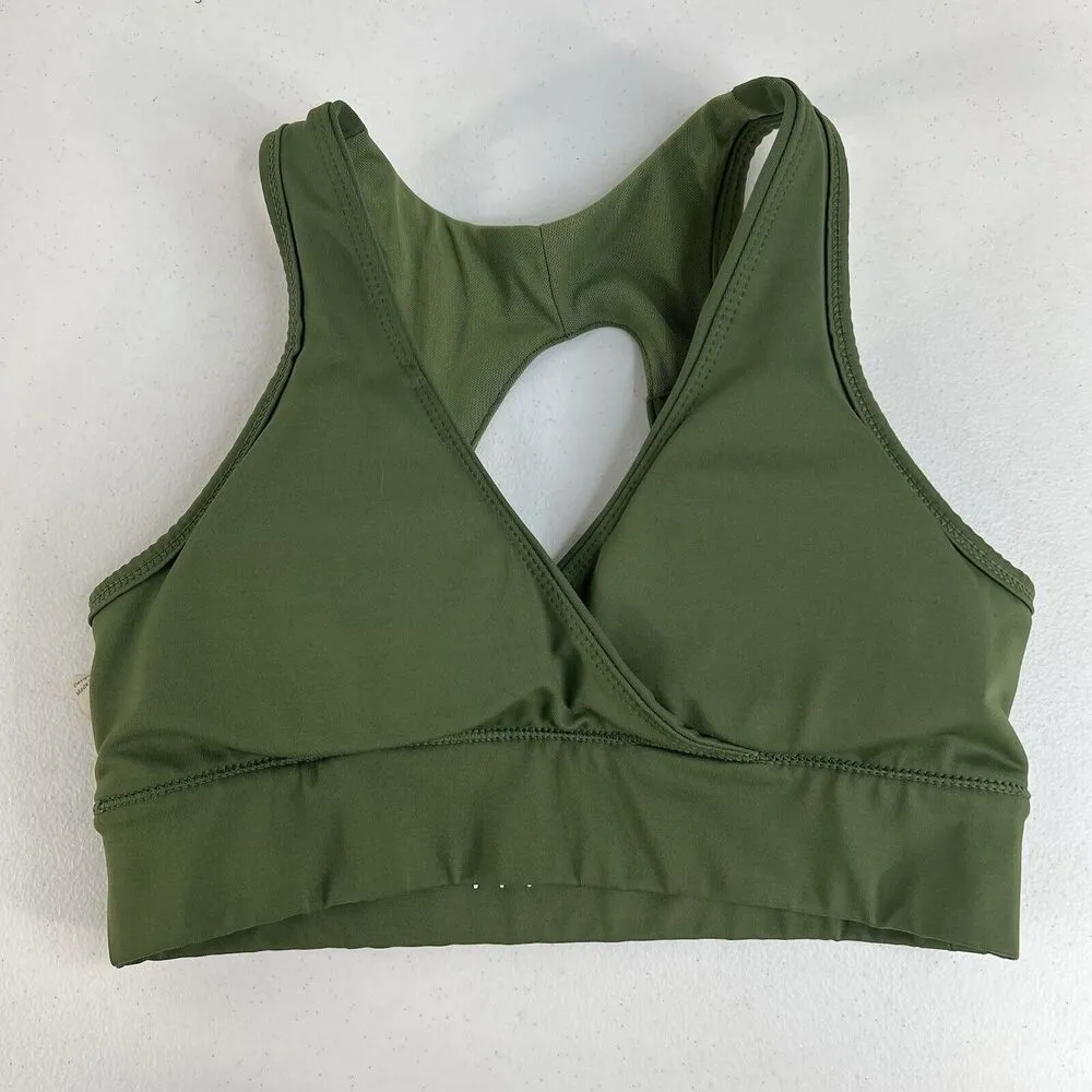 Titan Small Sports Bra Medium Support Open Back Removable Padding Green Stretch - Image 6