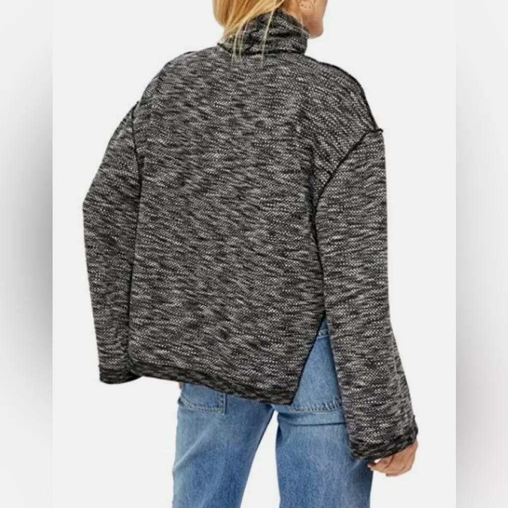 The Free People We the Free Sweater Women's Turtleneck XS Black-Gray Bell Sleeve - Image 10