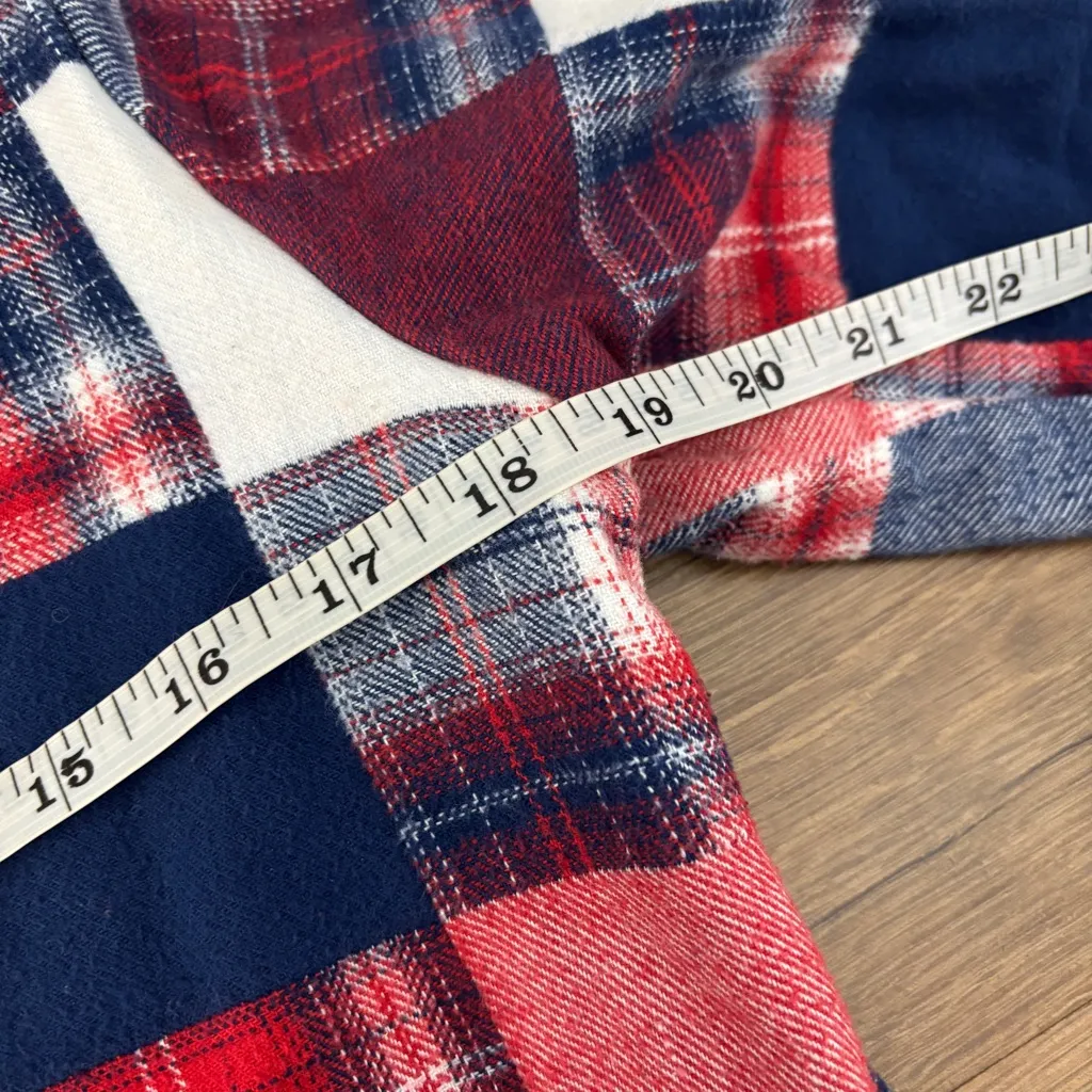 Vermont Flannel Co Jacket Patchwork Plaid Shacket Zip Front USA Red - Image 6