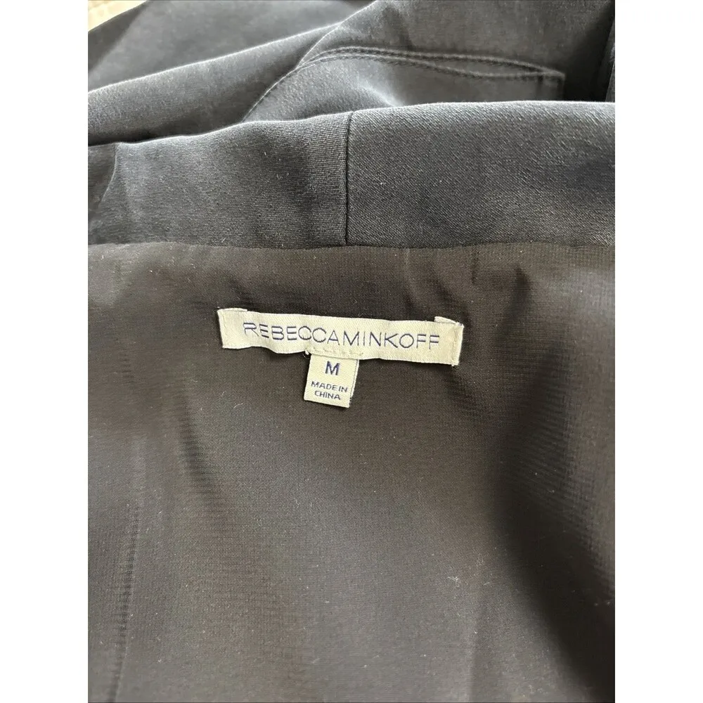 REBECCA MINKOFF Bitten Silk Shawl Collar Vest Jacket Top Black Medium - Image 4