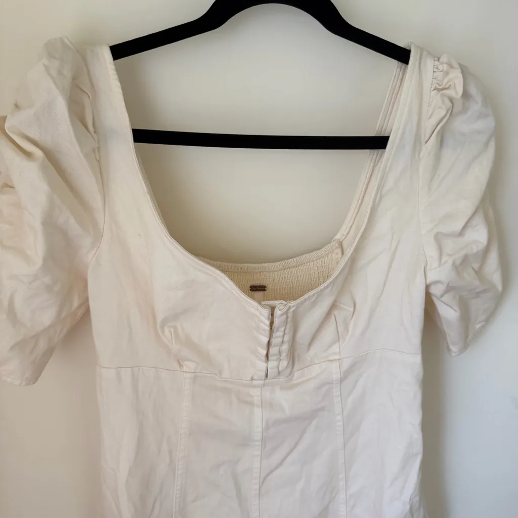 NWT Free People Denim Mini Dress Size S Ivory - Image 4