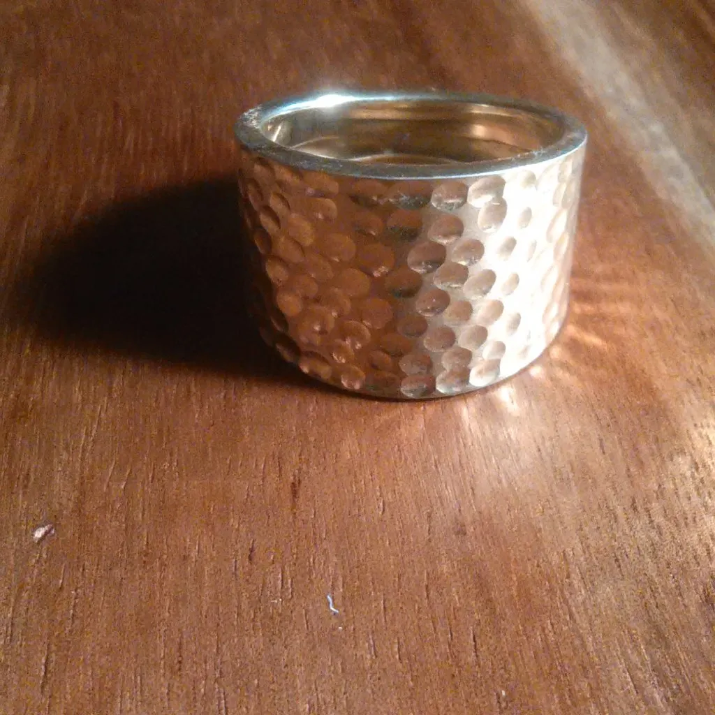 Gold Plate Over Sterling Silver Hammered Texture Ring (Size 10) - Image 7