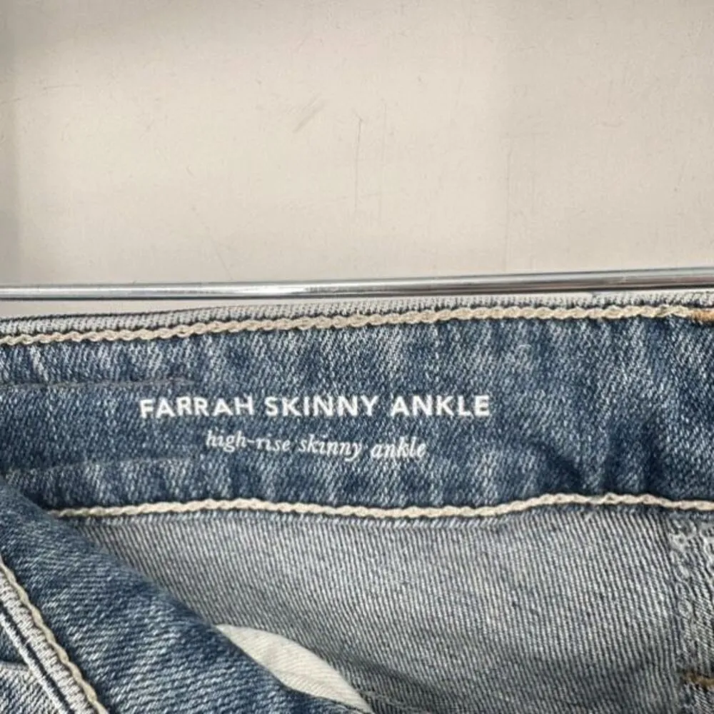 AG Jeans The Farrah Skinny Ankle high rise Blue Medium Wash‎ Whiskering Size 26R - Image 10