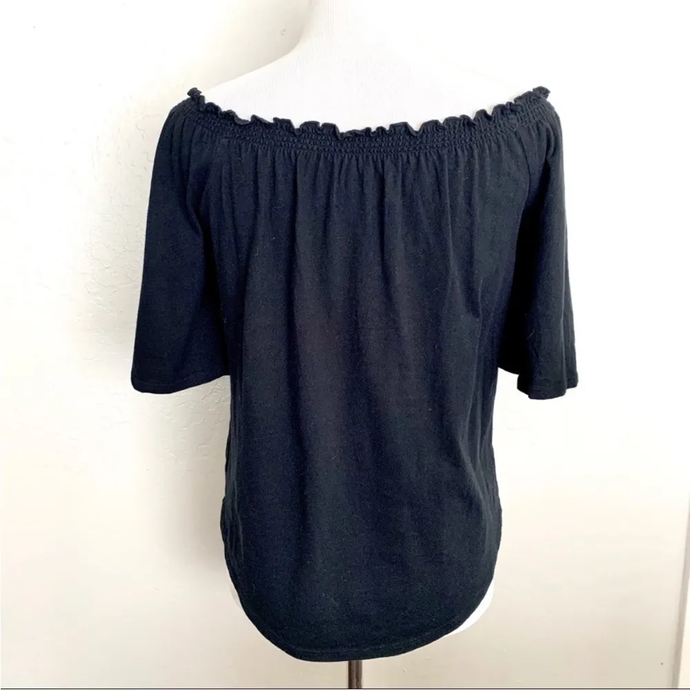Philosophy Black Ruffle Neck Off The Shoulder Top - Image 5