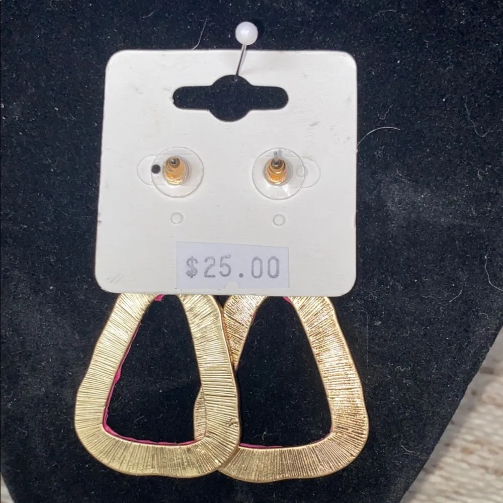 Elegant Gold and Pink Dangle Earrings - Image 3