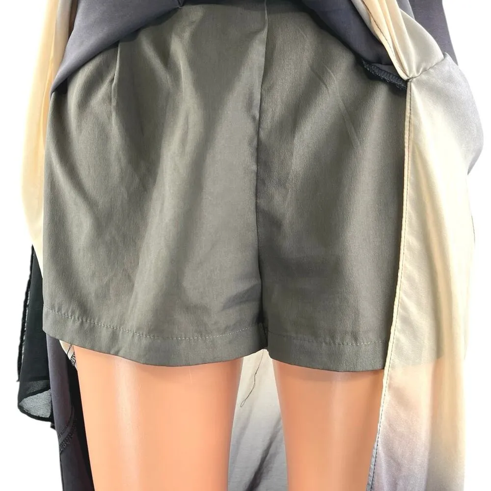 Cotton Candy Black Gray Ombre Pleated Sheer High Slit Zipper Maxi Skirt Size M Size M - Image 5