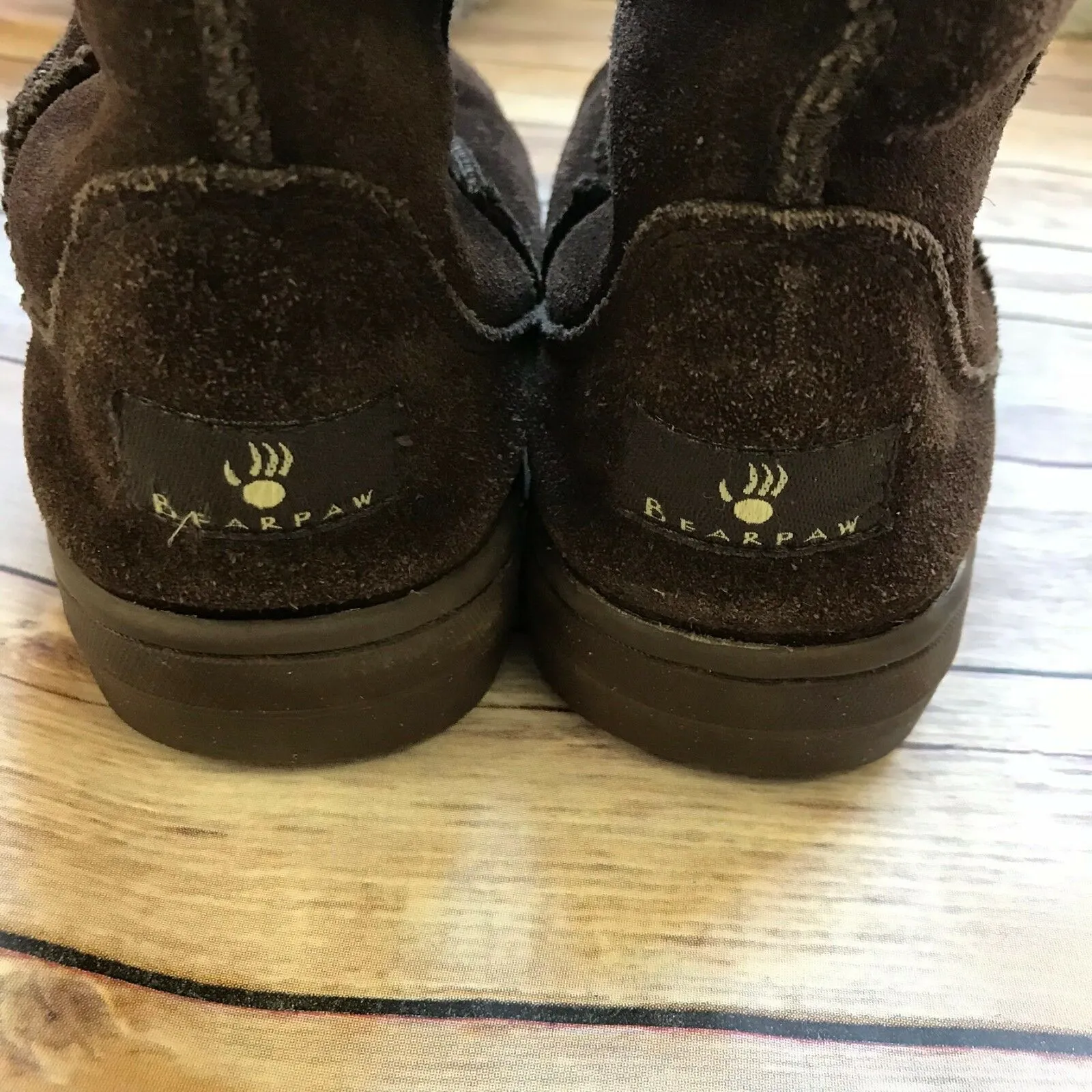 Bearpaw Brown Tall Shearling Boots Brown‎ US 6 EU 37 Suede Wool Womens - Image 8