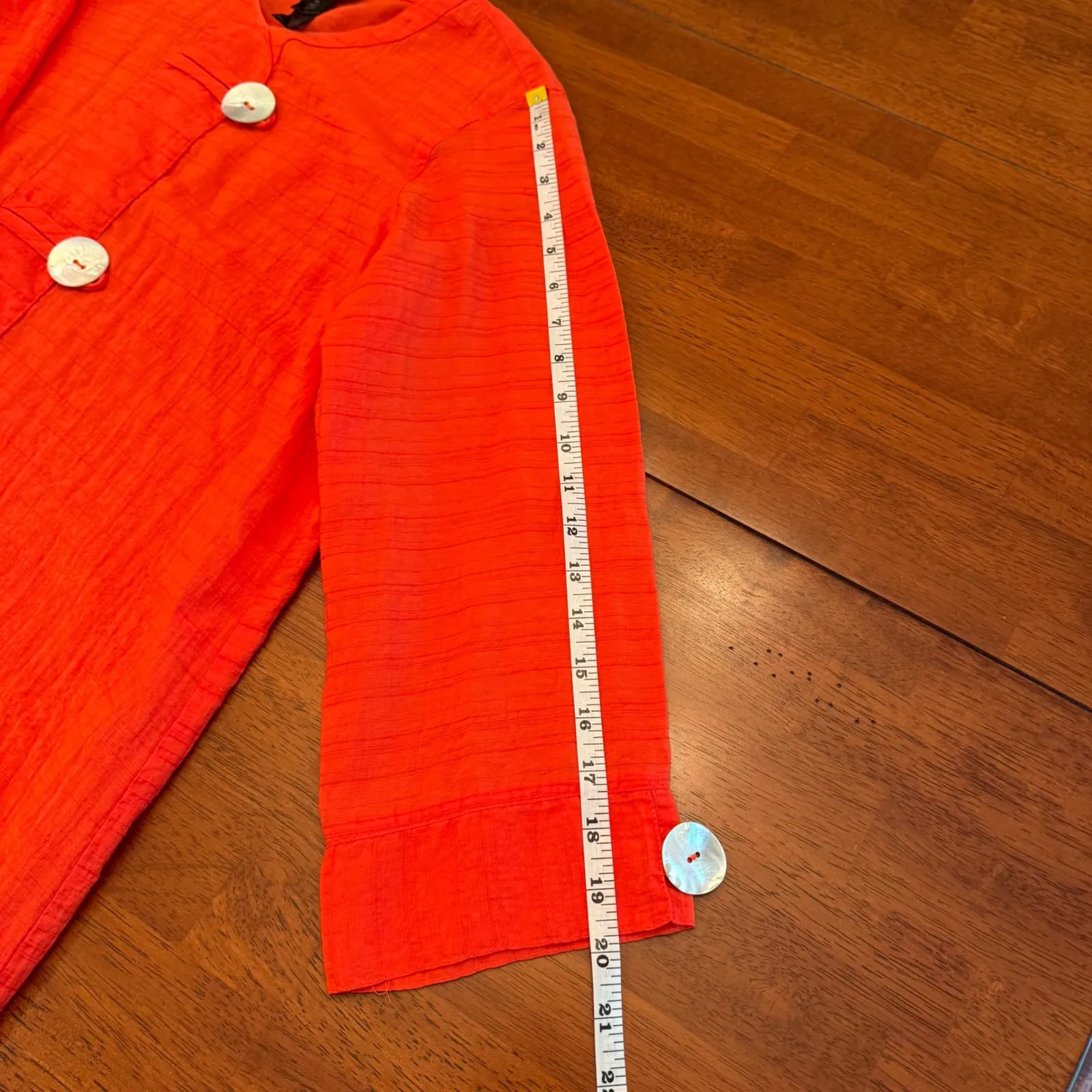 Ali Miles Button Front Blouse Boho Lagenlook Lightweight Orange‎ Size Medium Orange - Image 9