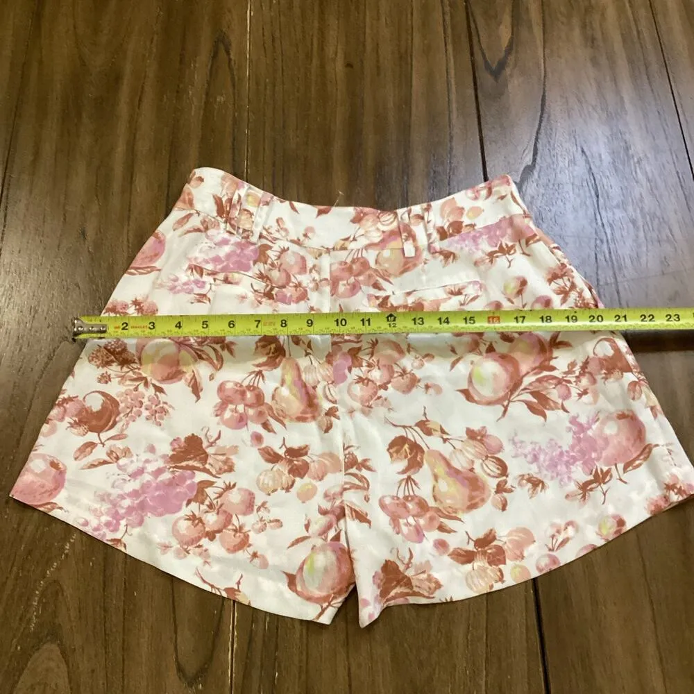 Paige High Rise Floral Fruit Mecca Orange Tabby Shorts Pleated viscose Sz 6 NWT - Image 8