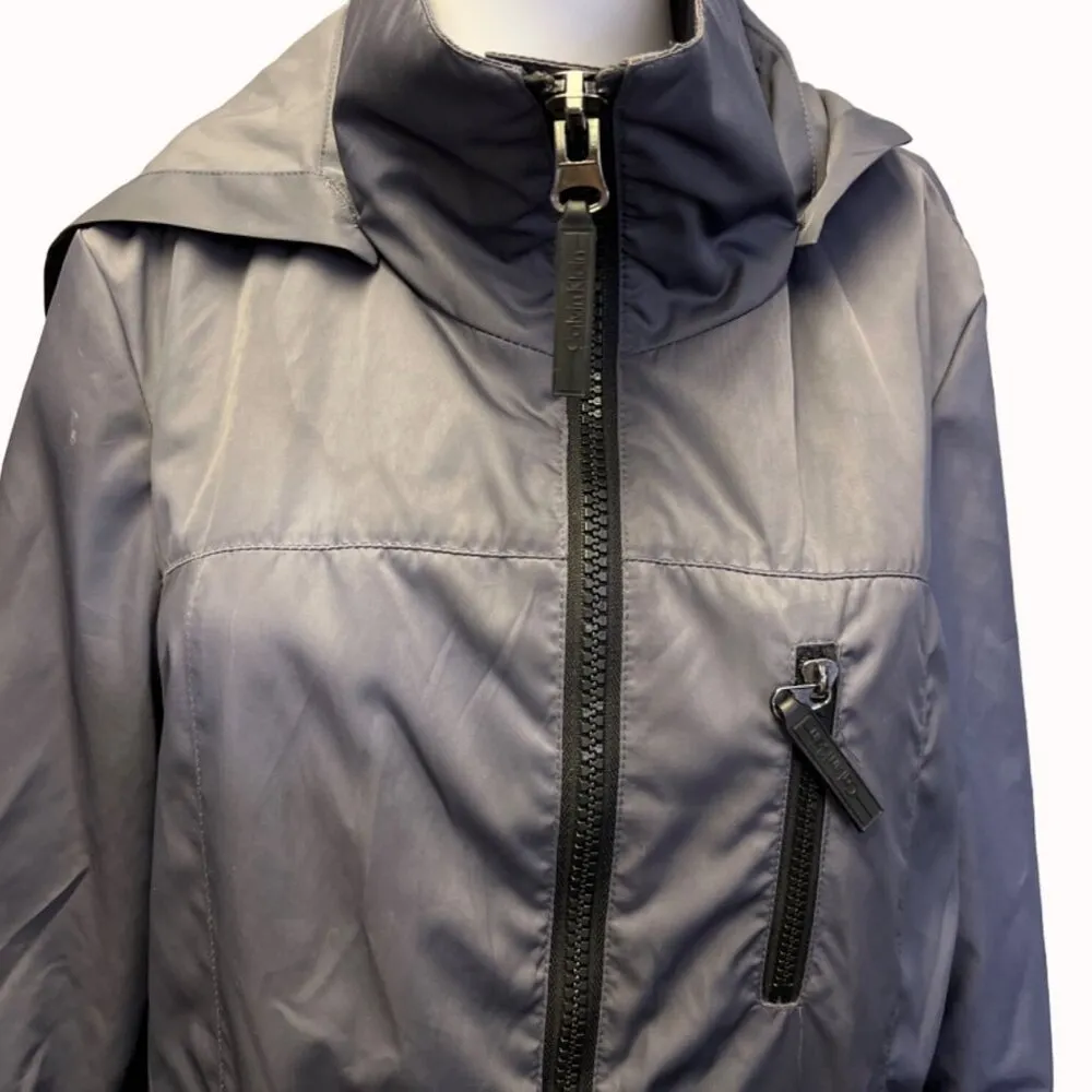 Calvin Klein Women's Grey Hooded Trench Coat Size L SKU 5516 - Image 3