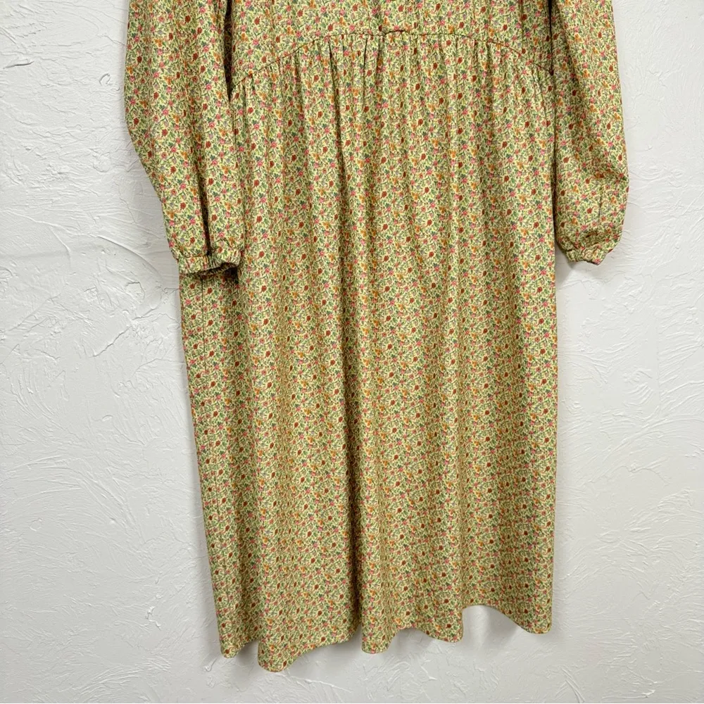 ASOS Yellow Ditsy Floral Midi Dress Womens 10 Long Sleeve Prairie Cottage Core - Image 5