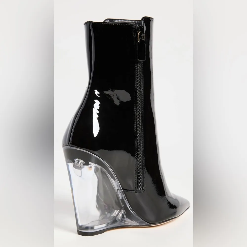 Stuart Weitzman Lucite 100 Wedge Heel Boots in Black, Size EU36.5 US6 New in Box - Image 7