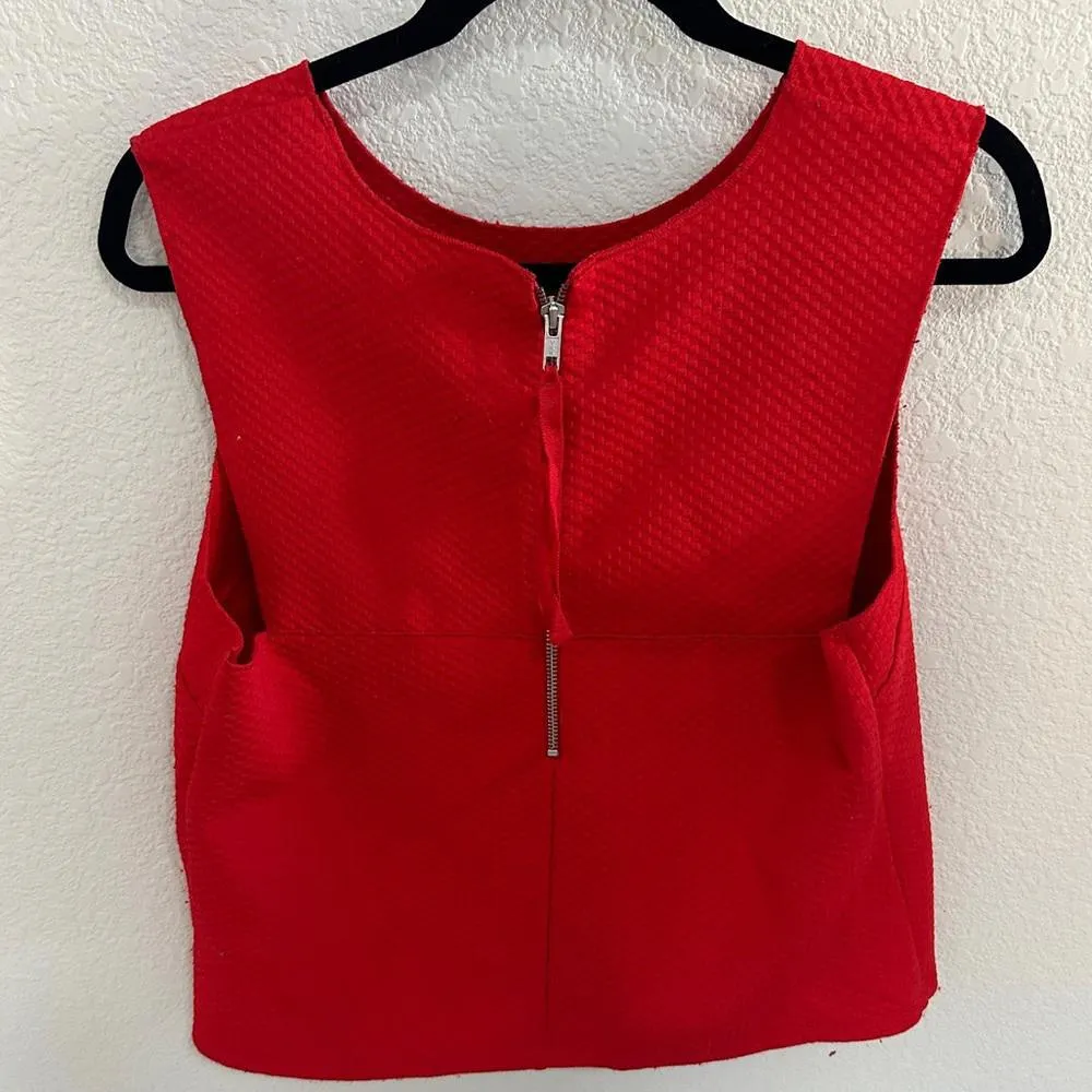 Trouvé Red Structured Textured Sleeveless Tank Top Large - Image 4