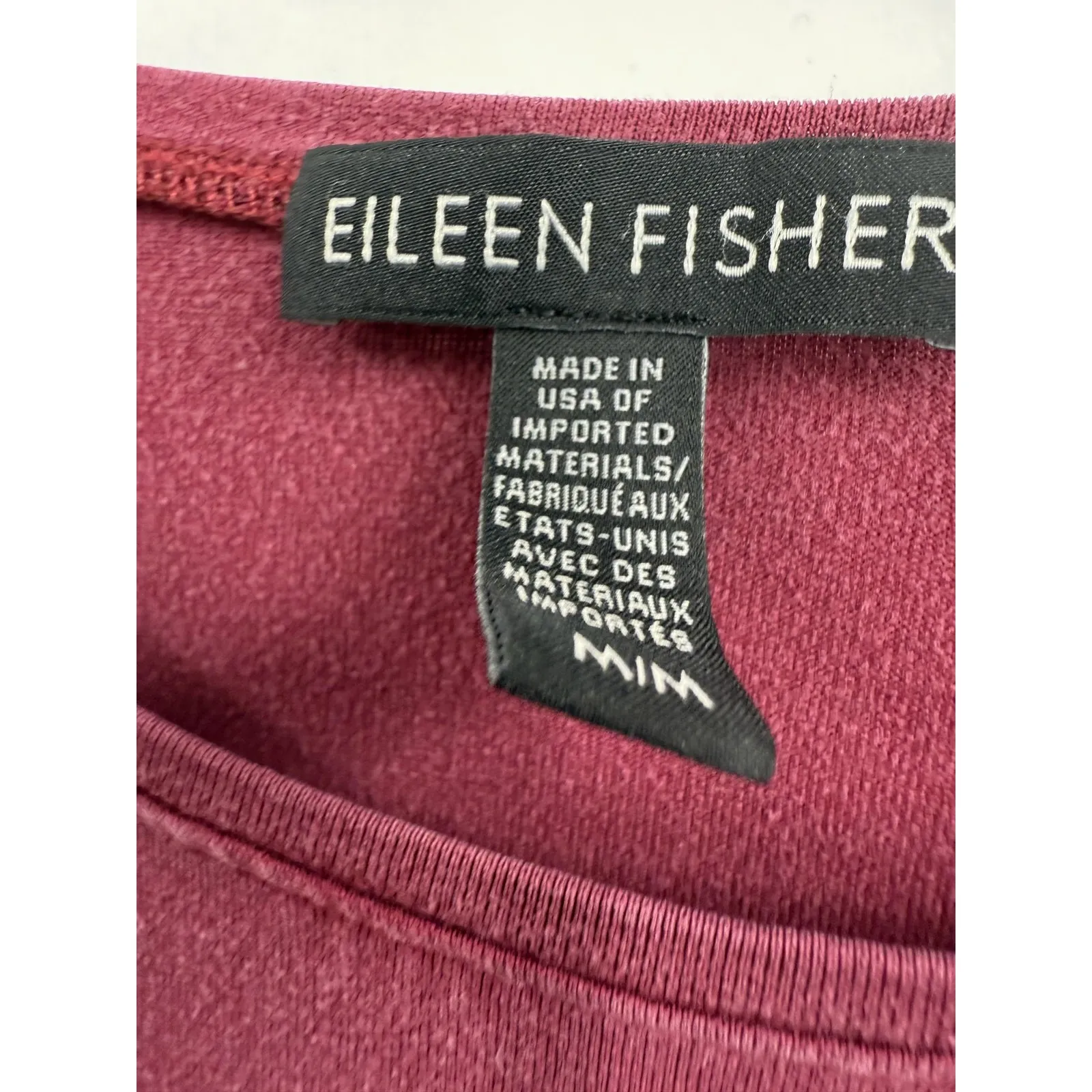 Eileen Fisher‎ Shirt Womens Medium Burgundy Tencel Lyocell Long Sleeve Made USA - Image 2