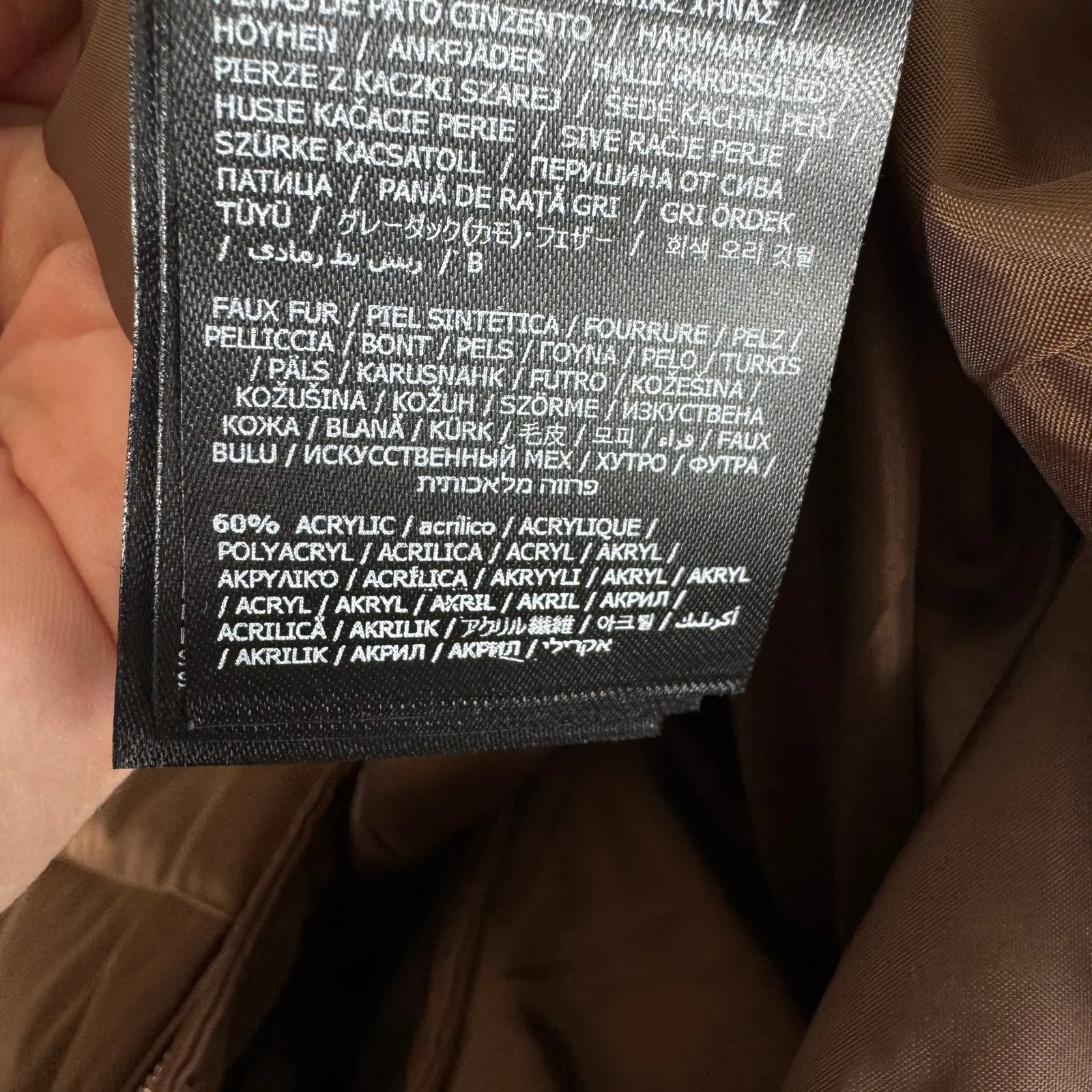 GUESS‎ Janina Brown Long Line Faux Fur Hood Full Zip Down Puffer Jacket Size L - Image 11